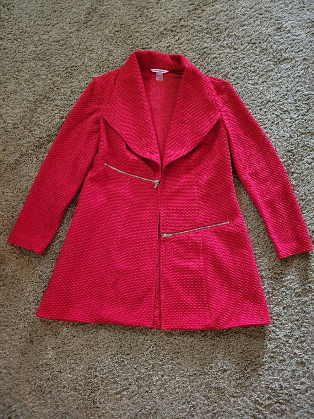Peter Nygard Red Textured Trench Coat Size Medium